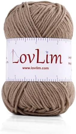 Yarn Pack, 6 skeins of 50g Each, Soft Cotton Yarn for Crochet and Knitting, Craft DK Amigurumi Yarn (Six Light Brown)