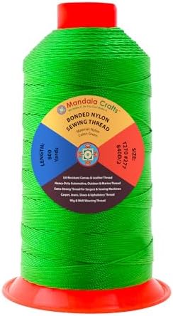 Mandala Crafts Size 277 840D T270 Green Bonded Nylon Thread, 800 YDs