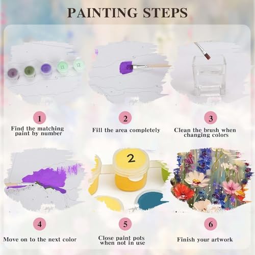 Alptiny Wild Flowers Paint by Numbers Kit for Adults Beginner, Colorful Flower Paint by Number Kits on Canvas, DIY Floral Oil Painting Kit for Relaxation & Home Decor, 16x20 Inch
