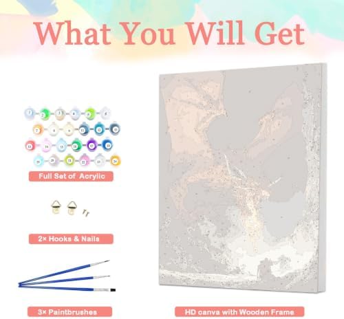 Auremi Paint by Number Kits with Framed Dragons, DIY Animals Paint by Number Canvas for Adults, Easy Acrylic in Canvas with Brushes for Decor 20x30cm