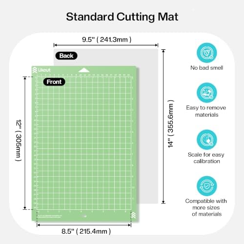 Likcut Cutting Mat for S41 Vinyl Cutter - 8.5" x 12" Standard Adhesive Cutting Mats Compatible with Cricut Joy Xtra, 3 Pack Vinyl Mat for Craft DIY with Precision Grid for Craft Project
