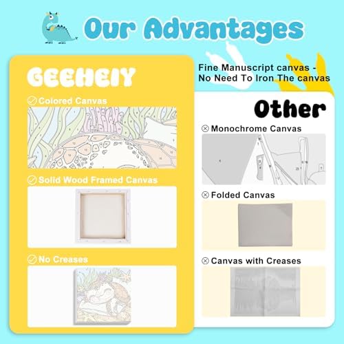 GEEHEIY Paint by Numbers Kit for Kids with Frame, Sea Turtle, No Easel