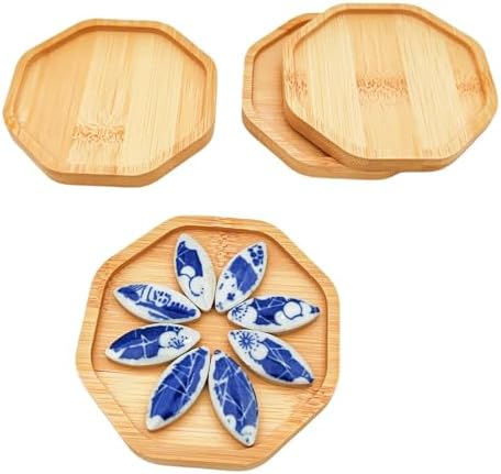 4PCS Mosaic Bamboo Coasters for Crafts, Blank Base Trays, Drinking Cup Coaster, Plant Coaster, Art Plate,DIY Mosaic Supplies (Octagon)