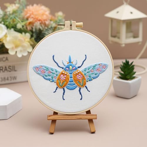 Louise Maelys Beetle Embroidery Kit for Beginners 3 Pack Nature DIY Set