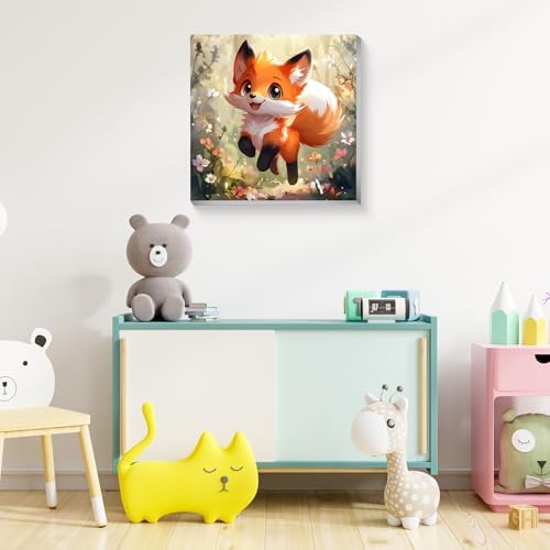 Reivworl Fox Paint by Numbers Kit for Kids with Frame 8×8 inch
