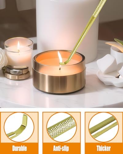 YOUTUOY 4 in1 Candle Accessory Set with Rechargeable Candle Lighter, Candle Wick Trimmer, Candle Wick Snuffer, Candle Wick Dipper, Candle Care Kit (Gold)