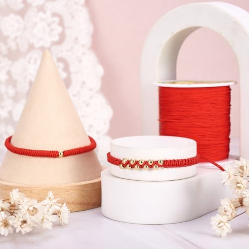 150 Yards Braided Nylon Cord Chinese Knotting Cord 0.5mm Red String for Bracelet, Nylon Beading Thread for Kumihimo Necklace Jewelry Tassels Craft