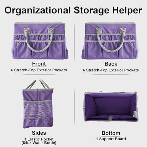 Cupohus Craft Organizer Tote Bag – Foldable Large Capacity Supply Storage Bag – Use as Baby Diaper Organizer, Craft Supply Holder, Car Trunk Basket, or Breast Pump Storage