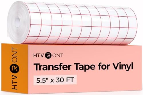 HTVRONT Transfer Tape for Vinyl, 5.5" x 30 FT, Red Alignment Grid
