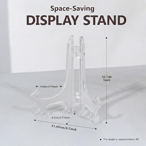 Artliving 5 Inch Clear Plastic Easels or Stand/Plate Holders to Display Pictures or Other Items at Weddings, Home Decoration, Birthdays, Tables (12 Pack)