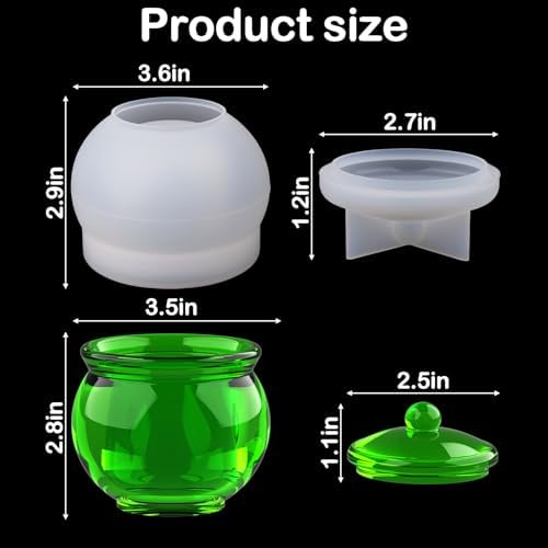 Juome Jar Resin Molds Silicone, Large Jars Silicone Molds with Lid for Epoxy Resin Casting, Resin Mold for DIY Jewelry Storage Box, Candy Container, Home Decoration | Jar Silicone Molds with Lid for Epoxy Resin Casting, Resin Mold for DIY Jewelry Stora...