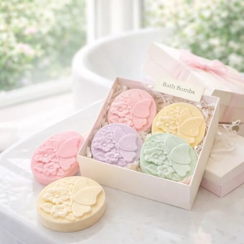 2Pack Flower Soap Molds Butterfly Silicone Mold Flower Butterfly Handmade Soap Mould Flowers Silicone Molds Candle Mold for Wax Soap Candle Lotion Bath Bombs Resin Ice Cube Cake Chocolate Candy Pastry