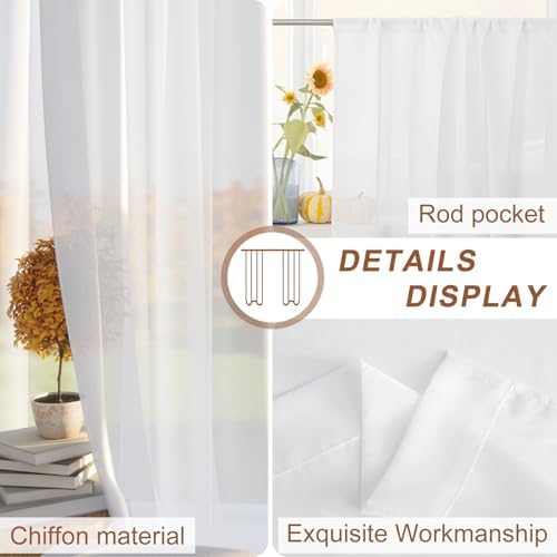 Colorful Art Sheer Curtains 72 Inch Length 2 Panels for Living Room, Geometric Modern Abstract Oil Painting Voile Kitchen Curtain Set, Luxury Privacy Drapes Window Treatment for Bedroom