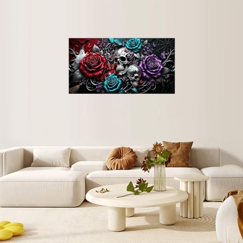 NFDPFUN Gothic Skull Rose Halloween Diamond Painting Kit,Diamond Art Kits