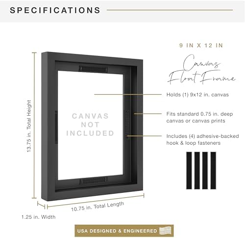 MCS Canvas Float Frame, 9x12, Black
