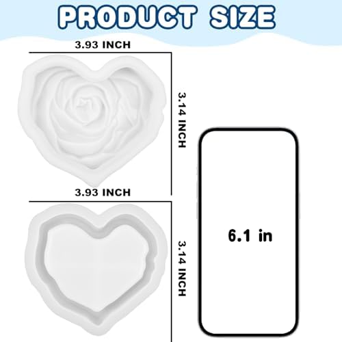 Resin Jar Molds, Rose Flower Shaped Heart Jar Resin Molds with Lid
