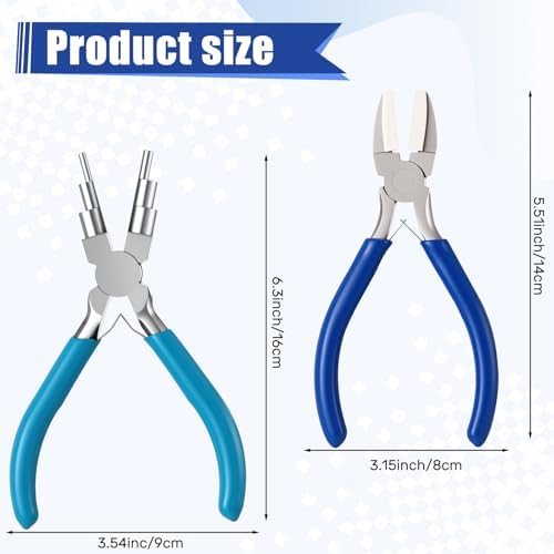 Mudder 2 Pcs Jewelry Making Tool 6 in 1 Bail Making Plier,Clear Blue
