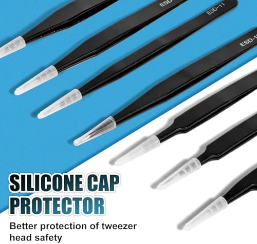 10Pcs Precision Tweezers Set, Upgraded Anti-Static Stainless Steel Tweezers with Storage Box, for Craft, Electronics, Jewelry-Making, Laboratory Work, Soldering, DIY