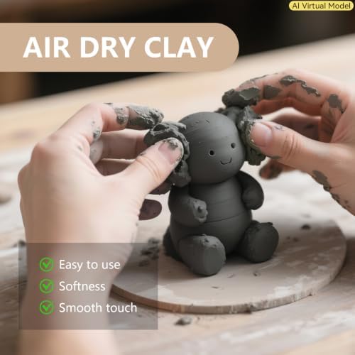 VIBRATITE 10LB Air Dry Clay, Dark Gray Modeling Pottery Clay Bulk | Easy to Shape for Hand Building, Wheel Throwing, Sculpting, DIY Crafts, Classroom Art Projects, Ideal for Beginners & Artists