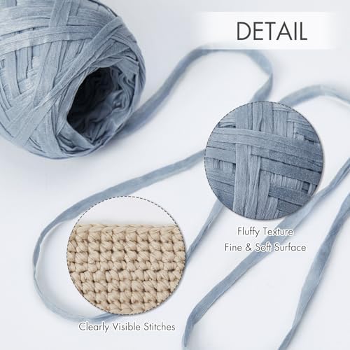 NICEEC 6 Skeins Soft Tape Yarn-Dusty Blue