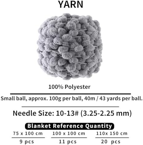 Hand-Woven Ball Yarn, 4 Pack, 380g Total, for Blankets, Cushions, and Pet Nests, Fluffy Chunky Craft Yarn (Light Gray)