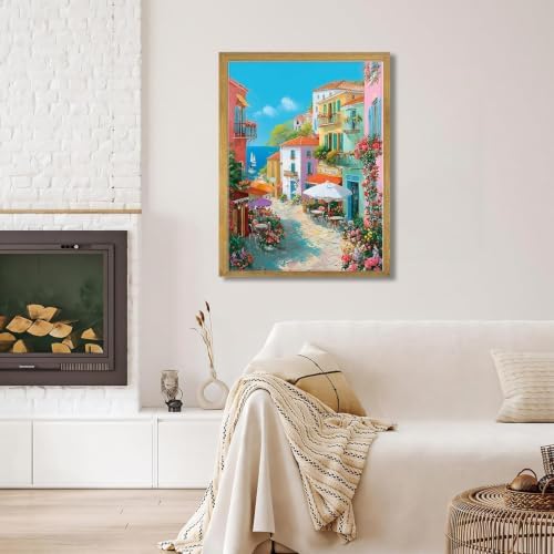 Village Diamond Art Kits for Adults, Round Diamond Painting 12x16 Inch