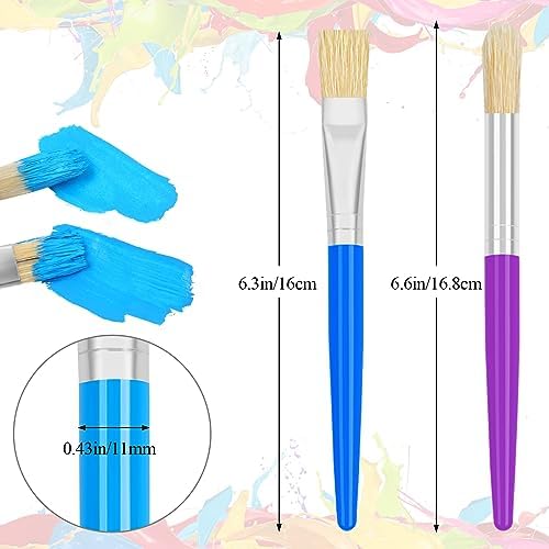 20 Pcs Kids Paint Brushes - Round & Flat, Easy Hold & Clean, Bristle Craft for Acrylic, Oil & Watercolor Paint