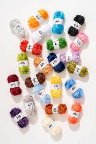 Eyelash Fun Fur Yarn - Premium Soft Crochet Yarn DIY Hand Knitting 100% Polyester 175 Yds 3.53 Oz (Pack of 2) - Beige