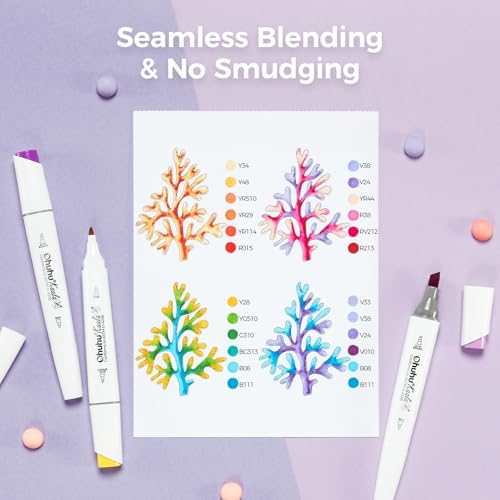Ohuhu Alcohol Markers Fine& Slim Broad 60 Colors for Adult Beginners Artist