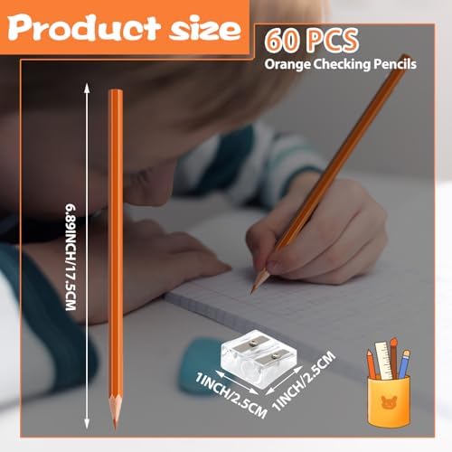 60 Pack Bulk Orange Colored Pencils for Kids, Pre-sharpened Art Pencils Back to School Supplies Set, Drawing Sketching Pencils for Students, Teachers, Classroom