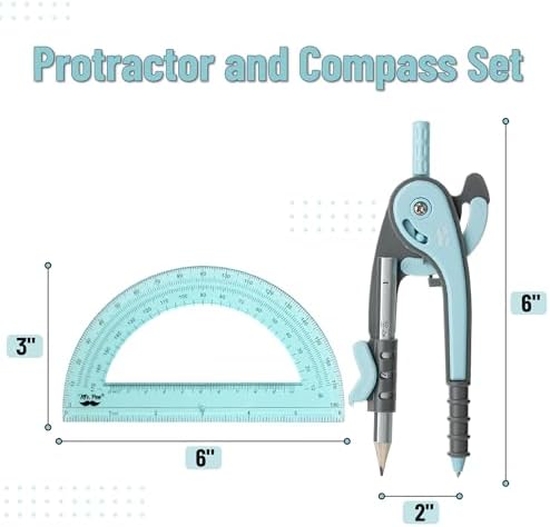 Mr. Pen- Geometry Compass and Protractor Set, 6 Inch Compass