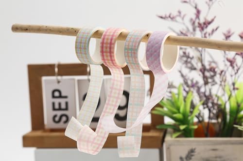 Colorful Plaid Washi Tape Set 16 Rolls Basic Grid Decorative Masking Tapes for Arts, DIY Crafts, Journals, Planners, Scrapbook, Wrapping (Candy Plaid)