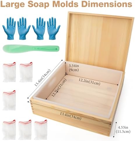 Homar Large Soap Molds- Square Silicone Soap Molds for Soap Making 8l 282oz 18lb DIY Handmade Soap Molds Making Kit