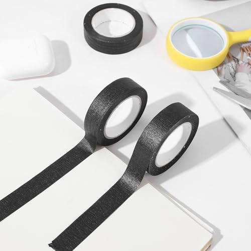 Ymapinc 3 Rolls Black Washi Tape Set 33Yds, 0.59Inx11Yds Thin Craft Masking Scrapbooking Tape, Decorative Tapes Pack, Washi Tapes for Scrapbooking/Book/DIY Craft/Journal/Gift Wrapping Art