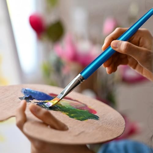 1 Inch Flat Paint Brushes for Acrylic Painting, 12 Pcs Acrylic Paint Brush Bulk, Arts Crafts Paintbrushes with Wooden Handle for Watercolor Oil Face Body Art Kids Adult Artist (Pack of 2)