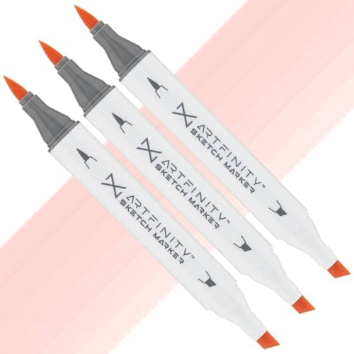 Artfinity Sketch Markers - Set of 3 - Pale Cherry Pink R3-1, Vibrant, Professional, Dye-Based Alcohol Markers for Artists, Drawing, Travel, & More