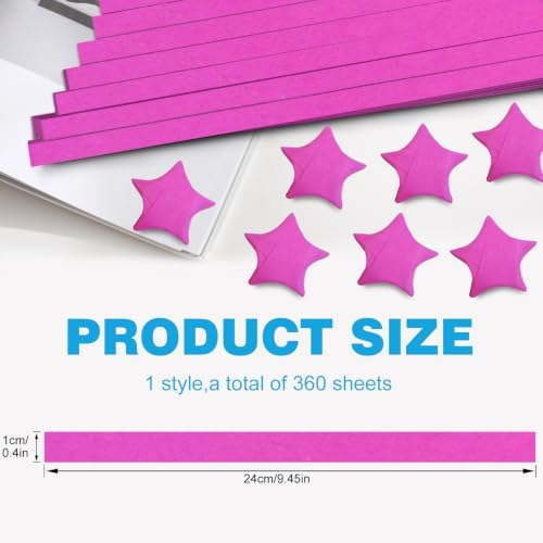 FoDau770 Solid Color Star Paper Strips - 360 Sheet, Rose Red