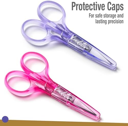 Beaditive High Precision Detail Scissors Set (2-Pc) Sharp, Fine Tips | Paper Cutting, Scrapbooking, Sewing, Crafting | Stainless Steel | Protective Cover (Jelly)