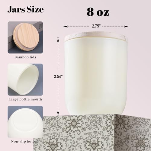LETINE White Candle Jars 8 oz - 12PCS Glass Vessels with Lids for Candle Making Supplies, Home Storage & Wedding Gifts | Versatile Candle Containers for Making Candles & DIY Crafts