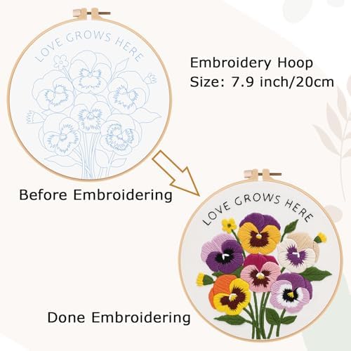 Nuberlic Embroidery Kit for Beginners, Pansy Needlepoint Kit