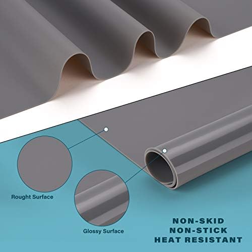 Gartful Silicone Mat Dark Grey 25.2" x 17.7", Large Craft Sheet, Desk Work Mat & Countertop Protector