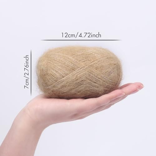 NICEEC 2 Skeins Long Pile Mohair Yarn 2.82oz/788yds - Light Camel