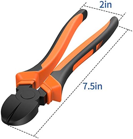 BOENFU Wire Cutters Heavy Duty Side Cutters 7.5 Inches CRV Steel, Comfort Grip Diagonal Cutting Pliers for Floral Wire, Crafting, Chicken Wire, Orange