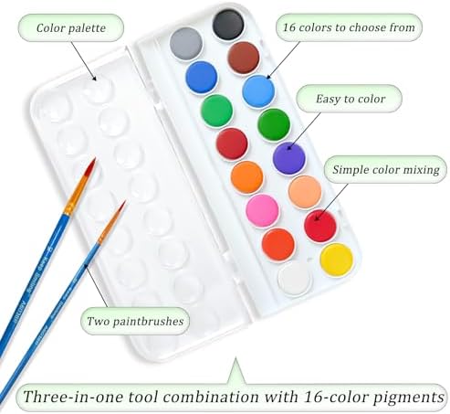 Watercolor Workbooks, 16 Colors Water Color Books Paint Set for Adults, Watercolor Coloring Book for Beginners, Water Color Workbook, 15 Beautiful Paintings for Beginners (Birds)