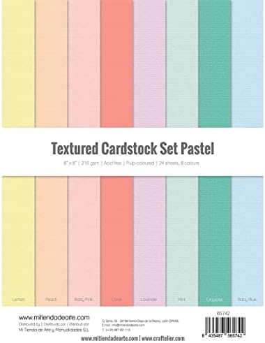 Craftelier - Cardstock Set Pastel Texture | Pack of 24 Double Sided Cardstock for Card Making, Scrapbooking and Craft Projects | Weight 216 grams | Size 15,24 x 20,32 cm (6" x 8")