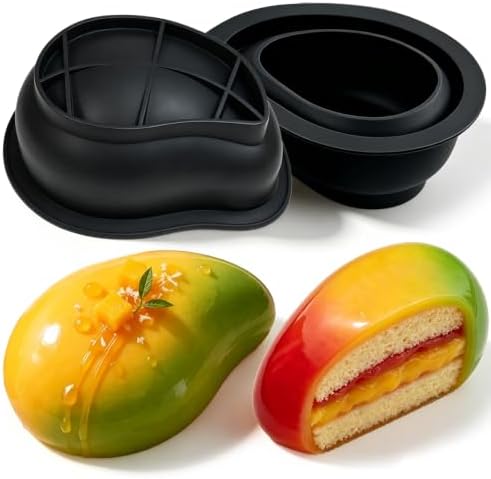 4.25" Giant 3D Mango Silicone Mold 2 Pack, Extra Large Fruit Cake Mold