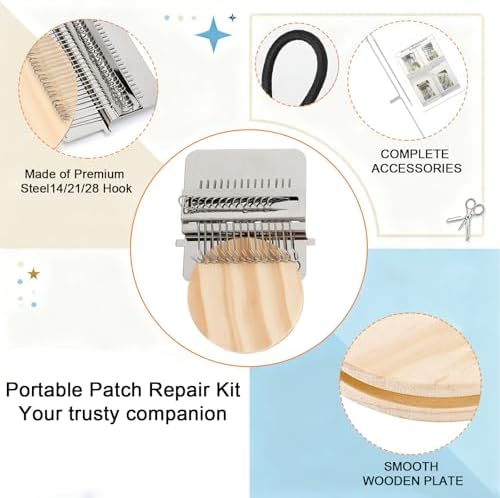 Knit Patch Kit,Patchmaker 2.0 Kit,Darning Loom,Mini Portable Patch Knitpatch, Patchwork Weaving Tool Set for Quickly Sewing Repair, Sewing,Knitting Kits for Beginners Repair Jeans, Socks(21Hooks)
