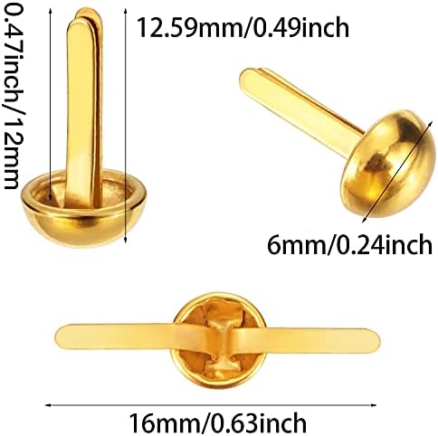 Hotop 500 Pcs Brad for Paper Crafts Metal Paper Fasteners,Golden