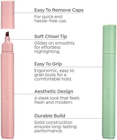 BLIEVE - Aesthetic Highlighters and Gel Pens With Soft Ink and Chisel Tip, Bible Highlighters and Pens No Bleed, Dry Fast Easy to Hold, for Bible Journaling Planner School Supplies (EARTHY)
