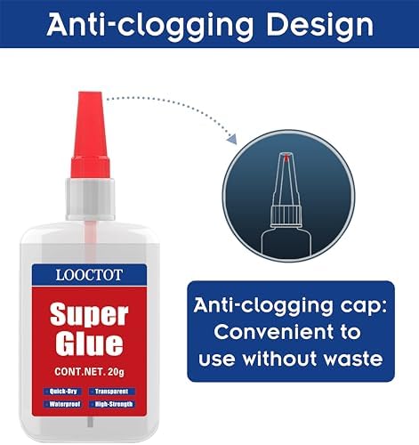 (2-in-1) Super Glue with Brush Applicator&Nozzle,3D Printer Thick Glue 20g